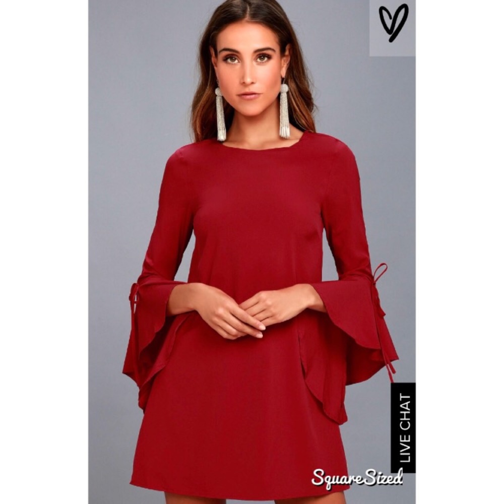 Lulu’s Made for Me Red Flounce Sleeve Dress